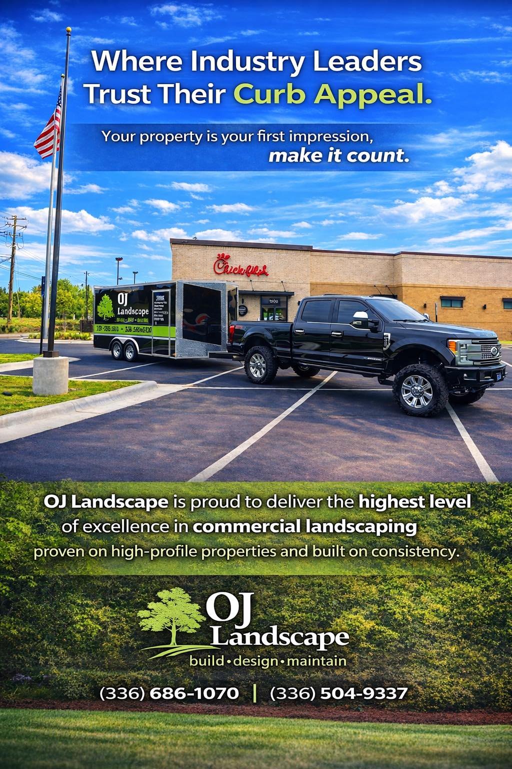OJ LANDSCAPE commercial curb appeal service graphic