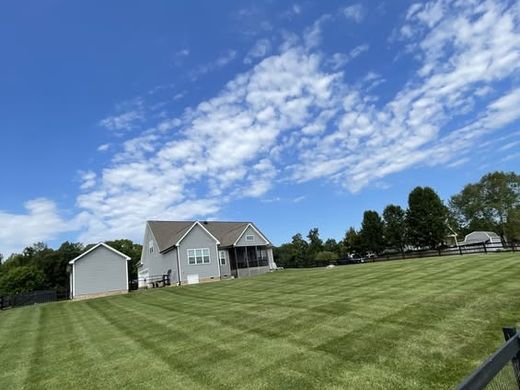Maintained lawn beside a home